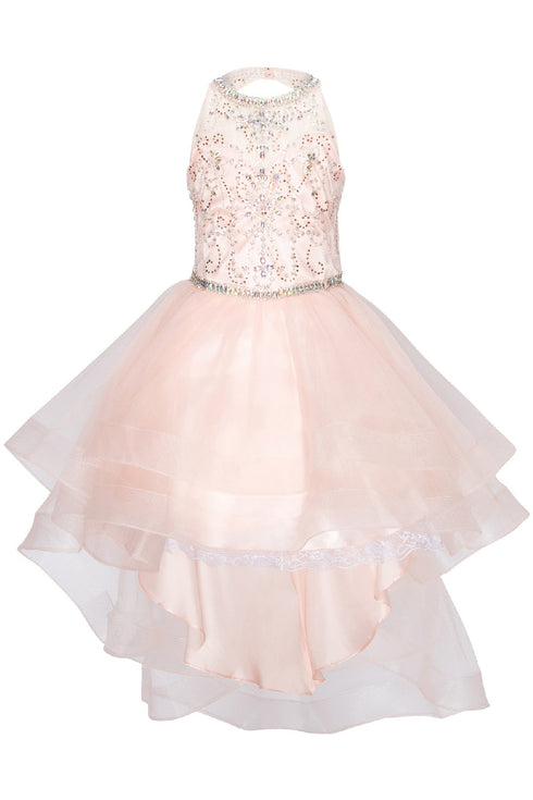 Cinderella Couture Girls Multi Color Crystal Pearl Halter Pageant Dress 4-16 - SophiasStyle.com